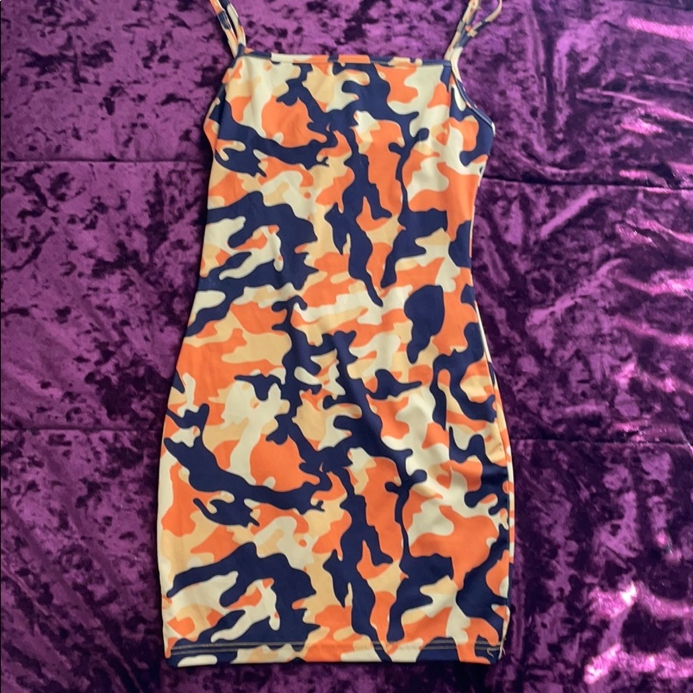 Yellow/orange camouflage dress